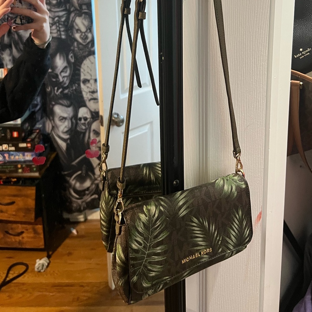 Coach Green Palm Print Crossbody Bag
